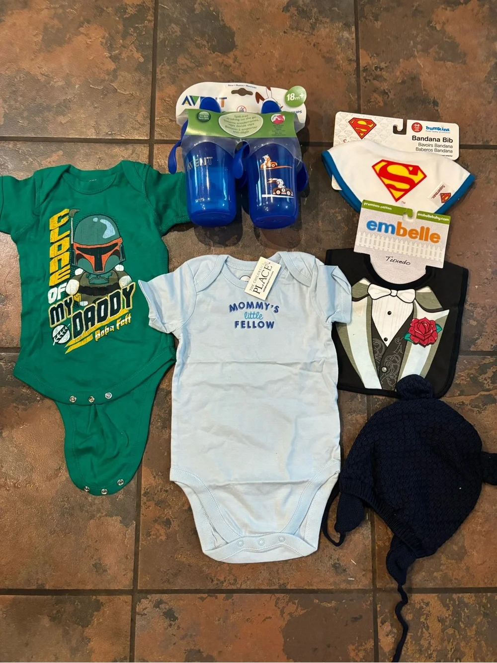 🧺Baby Onesie & Accessories Bundle - Blue, Green, Black